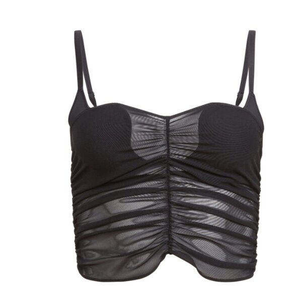 Fleur du Mal Seduce U-Plunge Mesh Cami Built in Bra Top - Picture 2 of 4